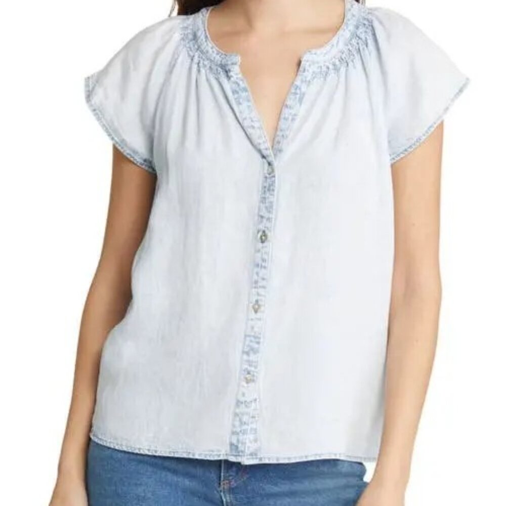 RAILS ALENA LIGHT ACID WASH TOP BLOUSE NWT